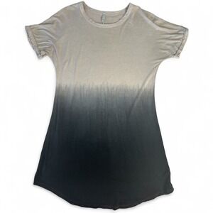 Lani California Dip Dye Ombre T-Shirt Dress Gray Black Casual Short Sleeve Small